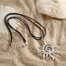 Trendy Sun Pendant Wax Cord String Necklace - ArtGalleryZen