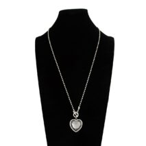 Trendy Toggle Clasp Rhinestone Heart Pendant Long Chain Necklace - ArtGalleryZen