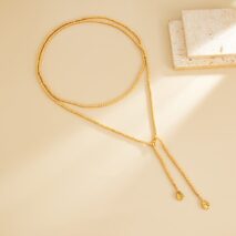 Trendy Waterdrop Pendant Beaded Long Chain Necklace - ArtGalleryZen