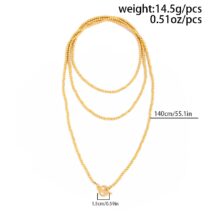 Trendy Waterdrop Pendant Beaded Long Chain Necklace - ArtGalleryZen