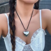 Velvet Cord String Heart Pendant Necklace - ArtGalleryZen