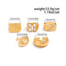 Vintage 5pcs Chunky Rhinestone Inlaid Textured Ring Set - ArtGalleryZen