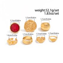 Vintage 7pcs Chunky Crystal Inlaid Pleated Ring Set - ArtGalleryZen