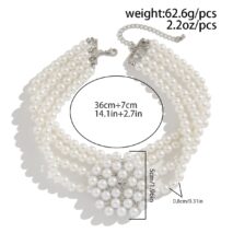 Vintage Chunky Layered Pearl Beaded Necklace Bracelet - ArtGalleryZen