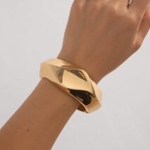 Vintage Gold Silver Plated Irregular Polygon Bangle Bracelet - ArtGalleryZen