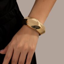 Vintage Gold Silver Plated Irregular Polygon Bangle Bracelet - ArtGalleryZen