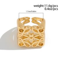 Vintage Hollow Pattern Square Open Ring - ArtGalleryZen