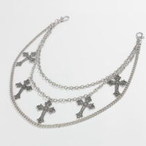 Vintage Layered Carved Cross Pendant Trouser Chain - ArtGalleryZen