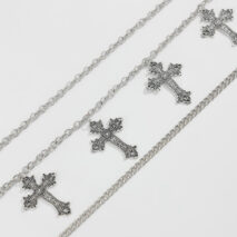 Vintage Layered Carved Cross Pendant Trouser Chain - ArtGalleryZen