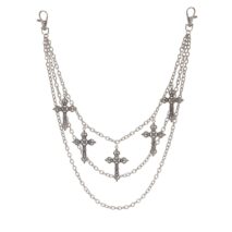Vintage Layered Floral Cross Pendant Trouser Chain - ArtGalleryZen