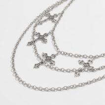 Vintage Layered Floral Cross Pendant Trouser Chain - ArtGalleryZen