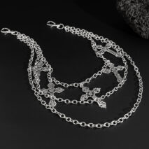 Vintage Layered Floral Cross Pendant Trouser Chain - ArtGalleryZen