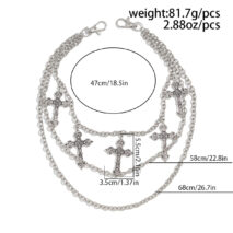 Vintage Layered Floral Cross Pendant Trouser Chain - ArtGalleryZen