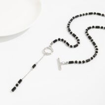 Vintage Toggle Clasp Crystal Tassel Y Necklace - ArtGalleryZen