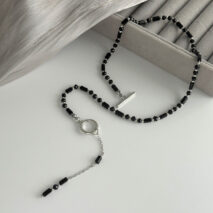 Vintage Toggle Clasp Crystal Tassel Y Necklace - ArtGalleryZen
