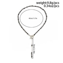 Vintage Toggle Clasp Crystal Tassel Y Necklace - ArtGalleryZen