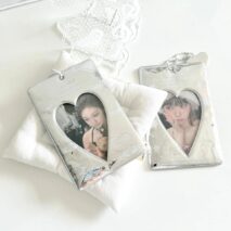 Winter Rain Heart Silver Tone Mirror Kpop Keychain Photocard Holder - ArtGalleryZen