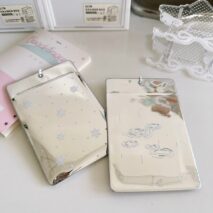 Winter Rain Heart Silver Tone Mirror Kpop Keychain Photocard Holder - ArtGalleryZen