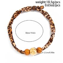 Wooden Beads Leopard Print Velvet Choker Necklace Retro Charm - ArtGalleryZen