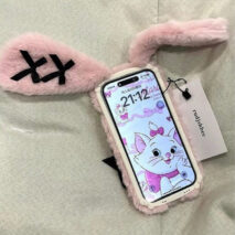 Y2K Bowknot Pink Bunny Plush iPhone Case - ArtGalleryZen
