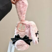 Y2K Bowknot Pink Bunny Plush iPhone Case - ArtGalleryZen