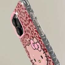 Y2K Leopard Hello Kitty Rhinestone Magnetic Stand iPhone Case - ArtGalleryZen
