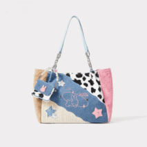 Y2K Miffy Plush Denim Patchwork Shoulder Bag - ArtGalleryZen