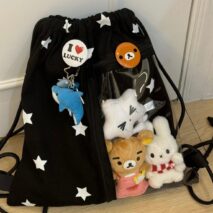 Y2k Star Kpop Fan Display Drawstring Backpack - ArtGalleryZen