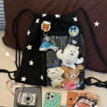 Y2k Star Kpop Fan Display Drawstring Backpack - ArtGalleryZen