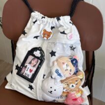 Y2k Star Kpop Fan Display Drawstring Backpack - ArtGalleryZen