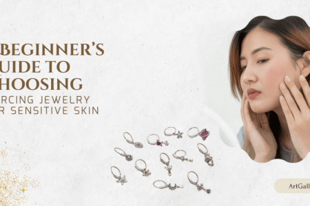 Hypoallergenic piercing jewelry collection featuring titanium, surgical steel, and gold options for sensitive skin