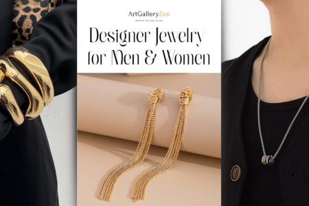 Designer jewelry collection featuring stylish necklaces, rings, and accessories for both men and women