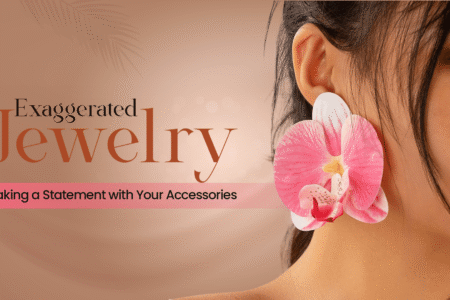Statement jewelry collection featuring bold exaggerated accessories including chunky earrings, oversized rings, and dramatic necklaces