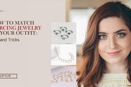 Piercing jewelry styling guide showing how to match different piercings including nose, helix, and navel jewelry with various outfits