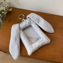 Chic Bunny Ear Polka Dot Fabric Kpop Keychain Photocard Holder - Image 8