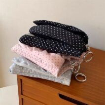 Chic Bunny Ear Polka Dot Fabric Kpop Keychain Photocard Holder - Image 10