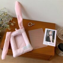 Chic Bunny Ear Polka Dot Fabric Kpop Keychain Photocard Holder - Image 6