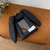Chic Bunny Ear Polka Dot Fabric Kpop Keychain Photocard Holder - Image 7