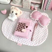 Cute Kitty Polka Dot Fabric Placemat | Sweet Gift – ArtGalleryZen - Image 3