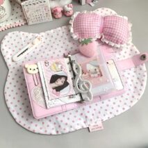Cute Kitty Polka Dot Fabric Placemat | Sweet Gift – ArtGalleryZen - Image 4
