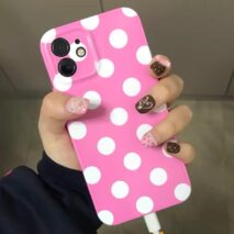 Handmade Pink and Brown Polka Dot Pearl Heart Press on Nails Short False Nails - Image 5