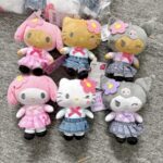 sanrio plush keychain in school outfits