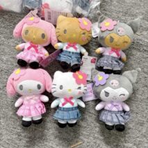 sanrio plush keychain in school outfits