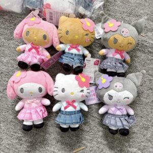 sanrio plush keychain in school outfits