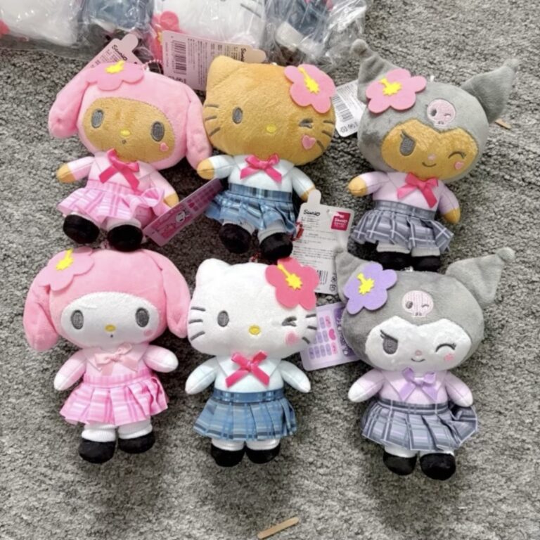 sanrio plush keychain in school outfits