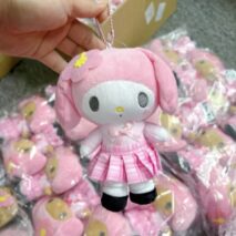 Cute Sanrio Hello Kitty My Melody Kuromi High School Girl Plush Keychain Doll Pouch - Image 4