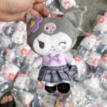 Cute Sanrio Hello Kitty My Melody Kuromi High School Girl Plush Keychain Doll Pouch - Image 5