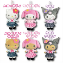Cute Sanrio Hello Kitty My Melody Kuromi High School Girl Plush Keychain Doll Pouch - Image 3