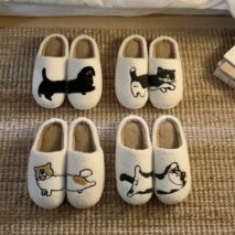 Plush Cartoon Dog & Cat Slippers | Cozy Indoor House Shoes - Image 4