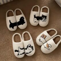 Plush Cartoon Dog & Cat Slippers | Cozy Indoor House Shoes - Image 3